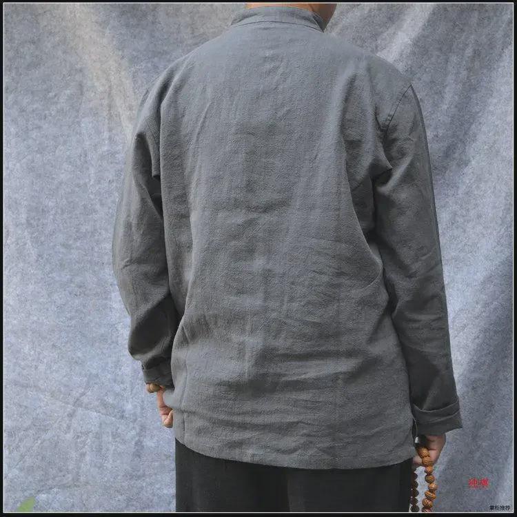 Chaqueta Tang de Algodón-Lino de Manga Larga para Hombre - Estilo Retro Chino Primavera Blazer Zhongshan