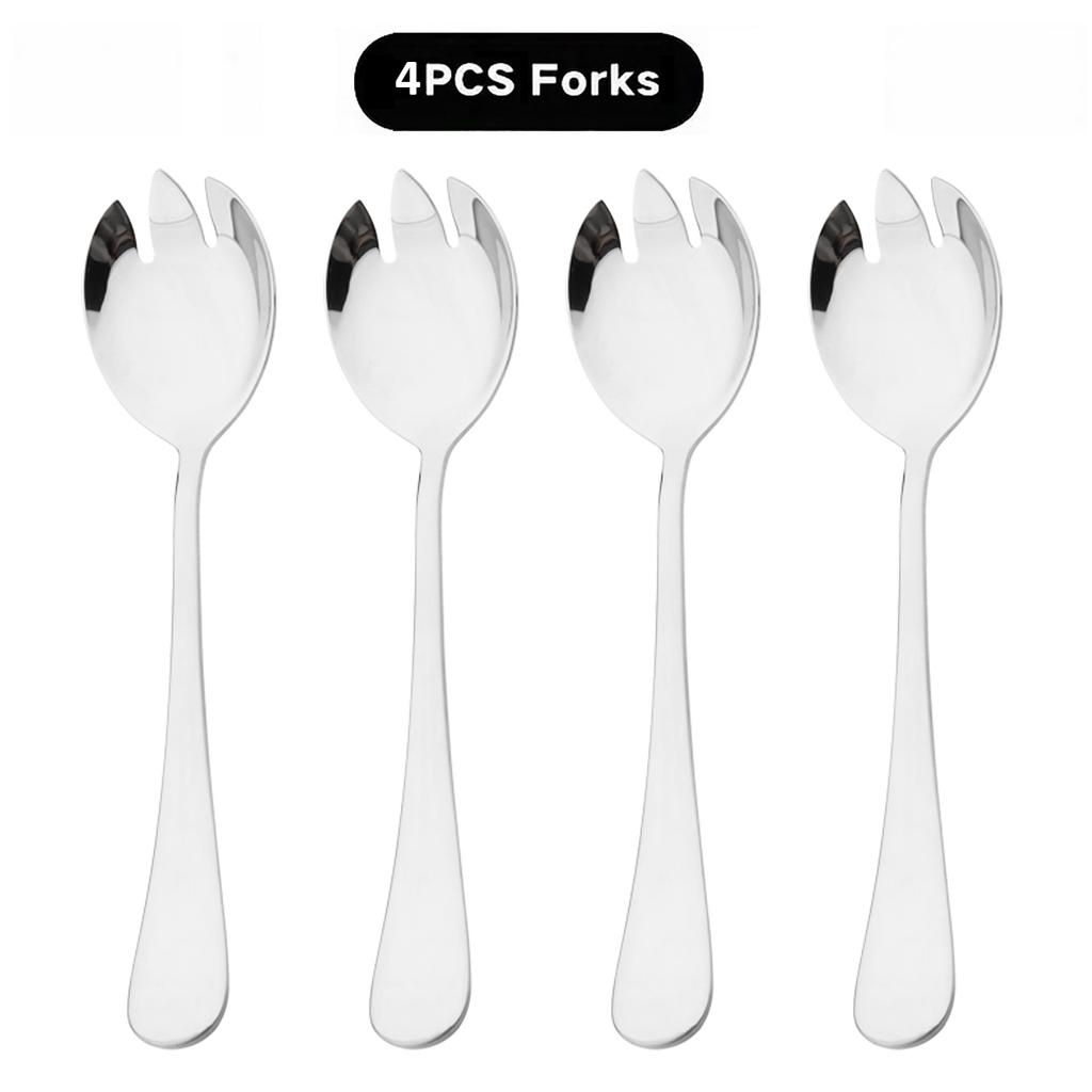 4Pcs Colorful Salad Fork Cutlery Set Dessert Fork Instant Noodle Fork Dinnerware Set Stainless Steel Tableware Kitchen Flatware