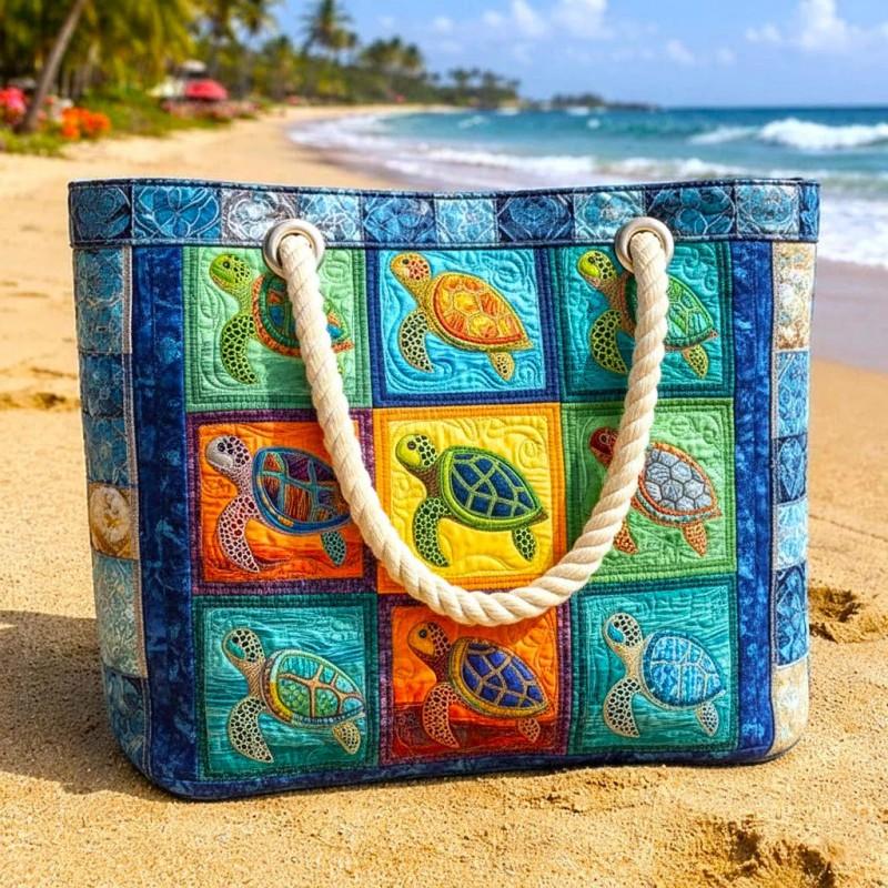 Große Schulter-Tragetasche Digitaldruck Gesteppt Strand Reise