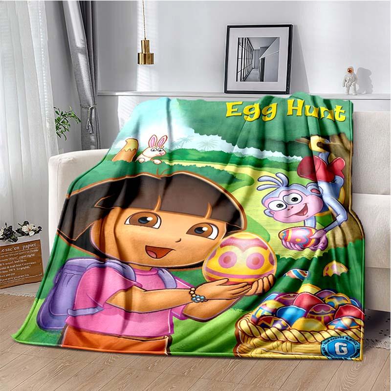Angel Explorer Girl with Map Print Flannel Blanket, Cloudy Sky Throw Blanket