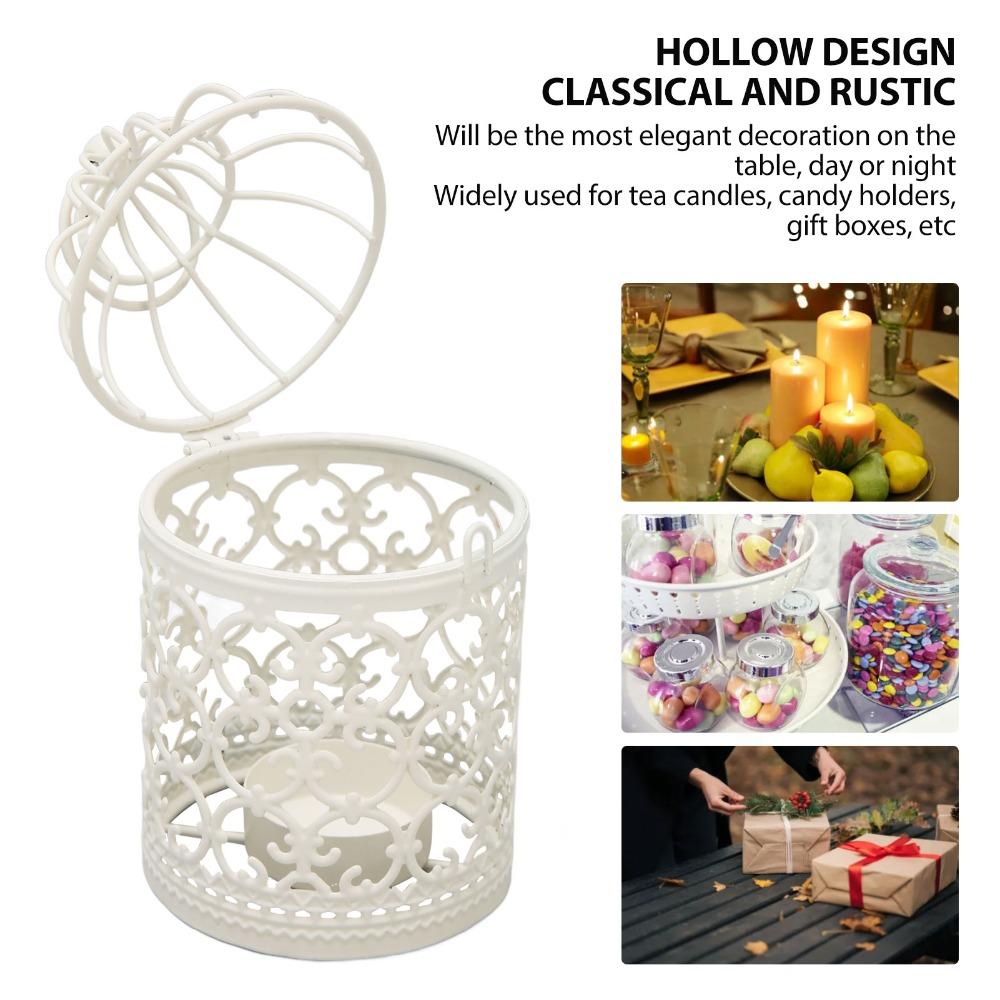 Round Iron Birdcage Candle Holder Metal Construction Hanging Candle Holder Dining Table
