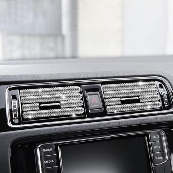 Lüftungsschlitzleiste Glänzend Visuell Verschleißfest Funkelnd Wiederverwendbar PVC Klimaanlage Dekorleiste Lüftungsauslass Zierleiste Autozubehör