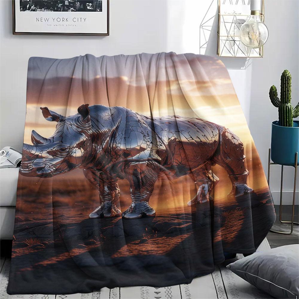 1Pc Mirroranimals Print Flannel Blanket, High quality Comfortable for All Seasons, Home Decor, Warmth and Comfort, Perfect for Christmas Gifts