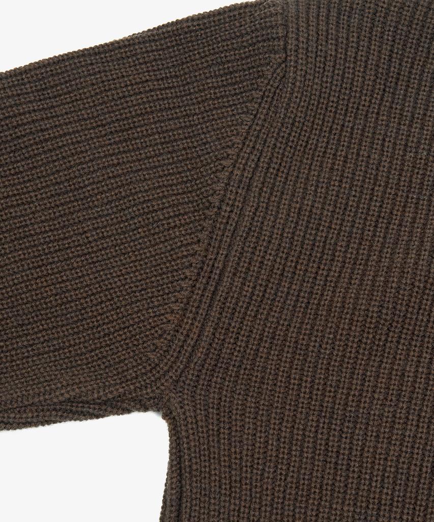 Toffee Oversized Round Neck Knit Cardigan (Brown)