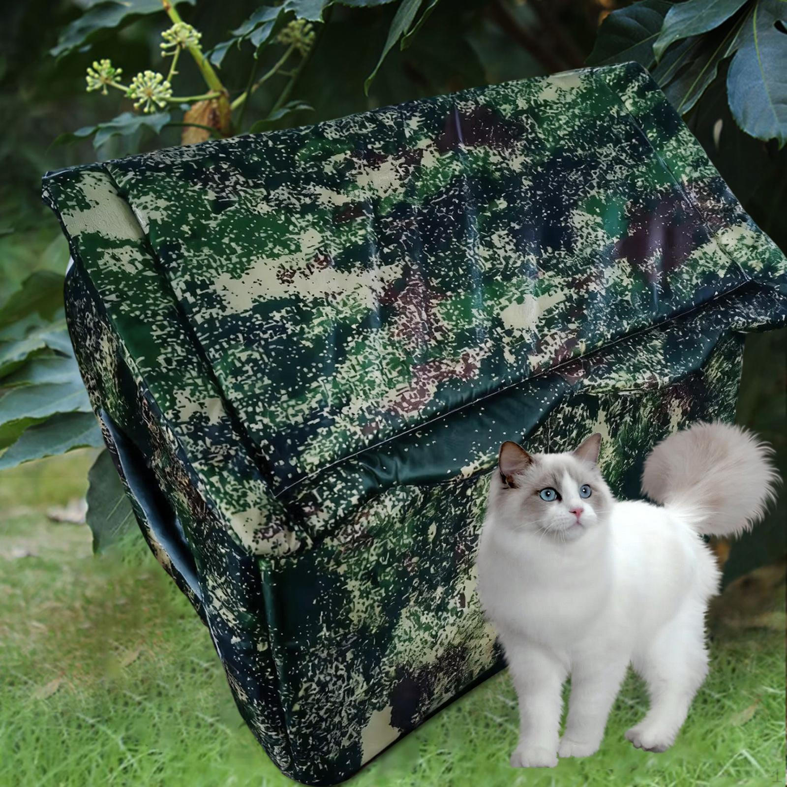 

Cat House for Outdoor Cats Feral Shelter Weatherproof Warm Windproof Winter Pet Cave Patio M