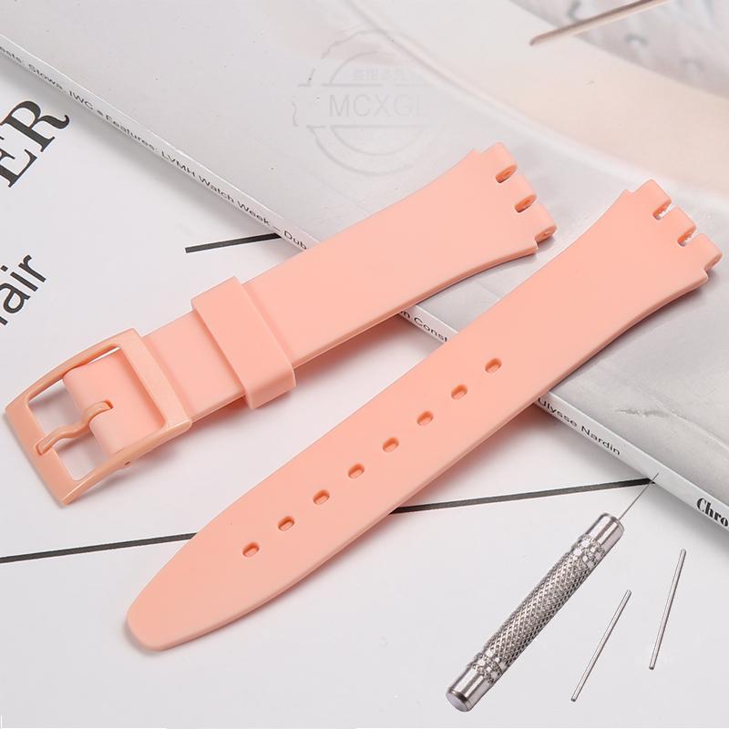 

17 мм м який силіконовий ремінець кольоровий для Swatch Водонепроникний спортивний годинник Аксесуари Ремінець Браслет Наручний ремінець 17mm