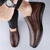 Men's Shoes 2025 Autumn New Waterproof One-pedal Casual Leather Shoes Men's Daily Non-slip Soft Sole Round Head Dad Shoes
