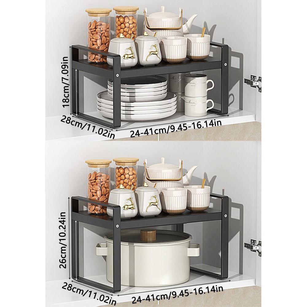 Expandable Adjustable Kitchen Organizer Space Saving Retractable Cabinet Shelf  Cabinet Internal