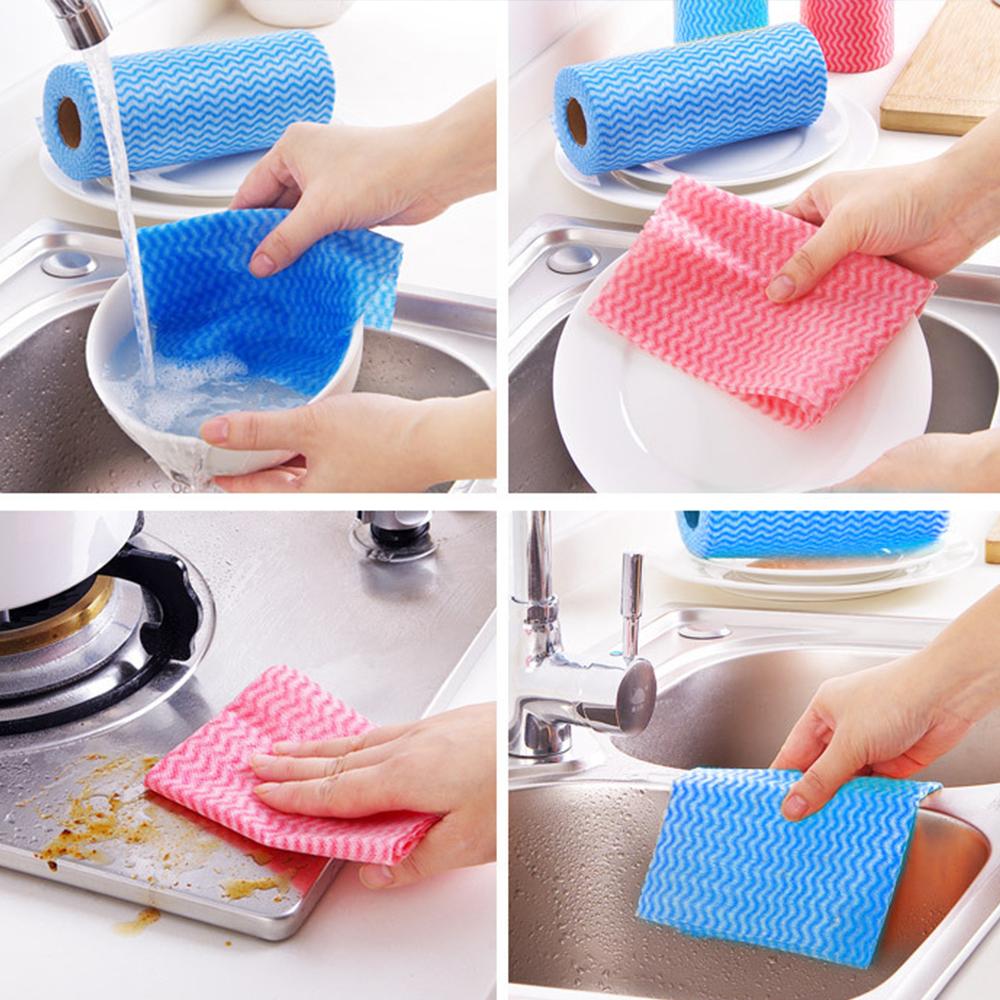 50 Unidades/Rollo Toallas de Limpieza Reutilizables Paño de Limpieza Trapos de Cocina Papel de Cocina Práctico Duradero Multiusos Suministros para el Hogar