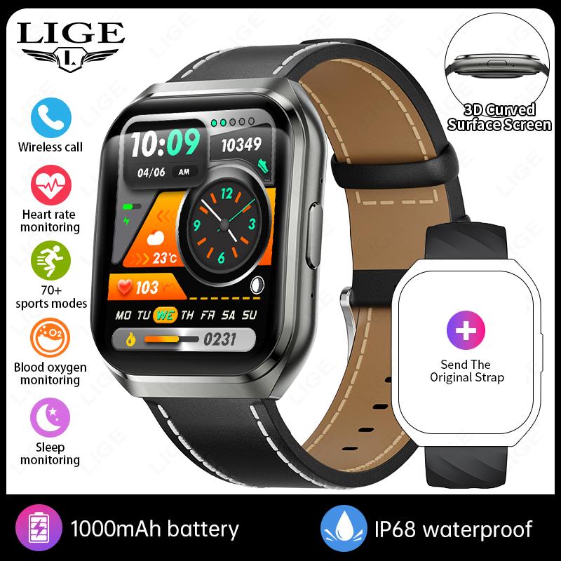 NEW Smartwatch 1000mAh Men Large Capacity Battery 1.83" HD Display Make Answer Call Voice Assistant Outdoor Sports Watches