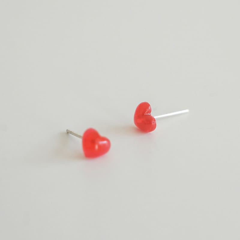 Modernlike Silver 925 Red Heart Earrings