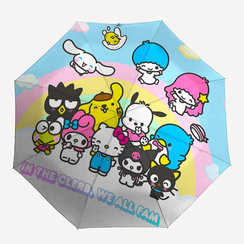 1pc Hello Kitty & Friends Automatic Opening Folding Umbrella - 8 Rib Iron Frame, Suitable for Fans, Travel, Daily Use, Gift Idea.H035