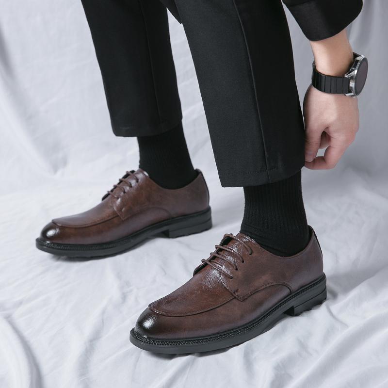 Fashion Men's Casual Oxford Shoes Wedding Formal Dress Business Shoes Lace-Up Leather Walking Shoes Comfortable Office Party Footwear