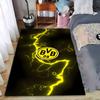 "Tappeto con Motivo Fulmine Giallo con Logo BVB 09, Tema Nero" Adatto per l'uso come antiscivolo per soggiorno, camera da letto, divani"