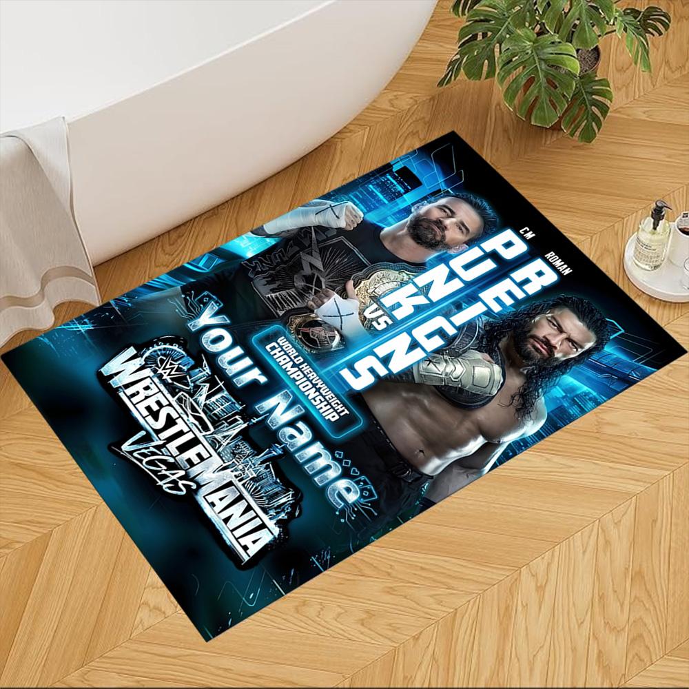 Wrestlemania Personalisierter Namens Teppich Perfekt für Arbeitszimmer Balkon Wohnheim Dekorieren Sie Zimmer Rutschfester Teppich Dekorieren Sie Büros