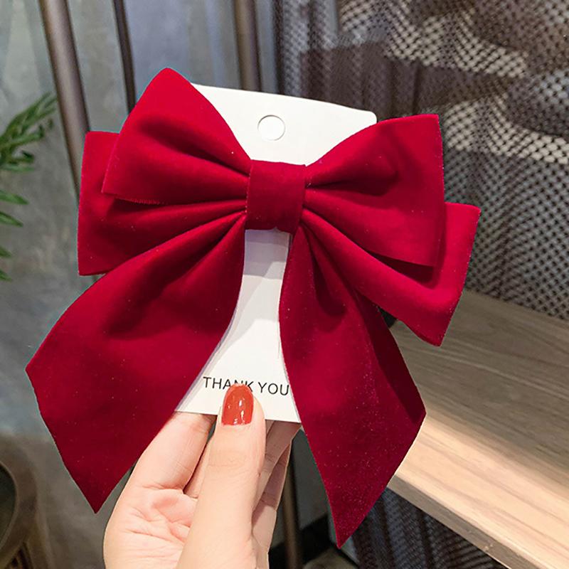 Elegant Big Bow Hair Clip Headdress Ribbon Bowknot Spring Ponytail Clips Hairpin Women Girls  Hair Accessories