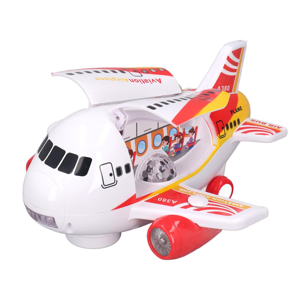 Kids Electric Airplane Toy Lights Music Openable Door High Simulated Aircraft Model with Water Mist Spray