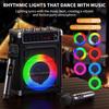 Karaoke Machine, Bluetooth Speaker with Bass/Treble/Echo Adjustment & LED Light, Support USB, SD Card, AUX, TWS, FM, REC