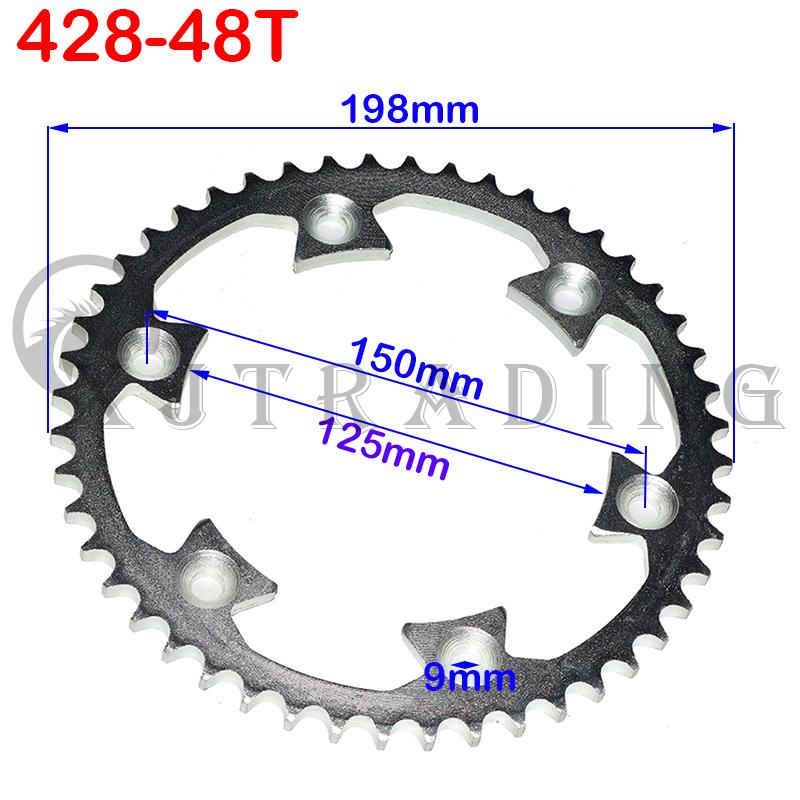 Motorcycle  428 Chains 48T Teeth 125mm Drive Sprocket Rear Back Sprocket Cog for Pit Dirt Bike Motocross Modified Parts