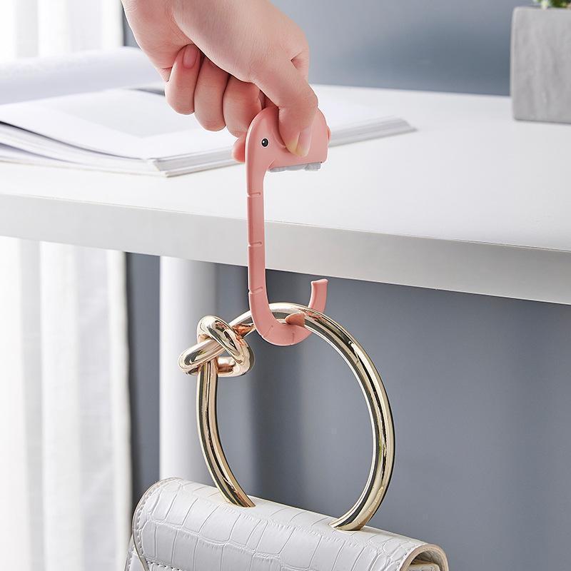 commodity Travel Portable Plastic Bag Cute Elephant Hook for Hanging Decorative Table Purse Bag Hooks Wall Hanger Holder Handbag Hanger розовый