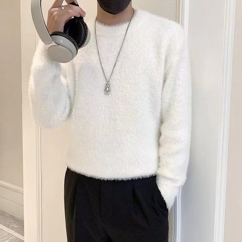 

Весна 2024 мужской свитер пэчворк разных цветов приятная для кожи ткань модный универсальный топ повседневная рубашка с длинными рукавами 3XL белый