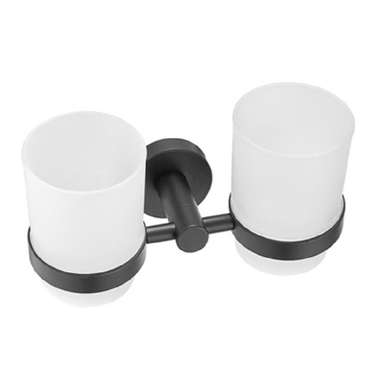 Toothbrush Cup Holder Wall-mounted Bath Hardware Cup Tumbler Holder Silver/Black