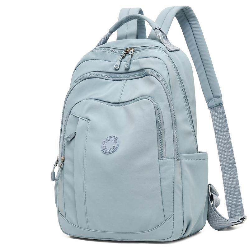 Women's Backpack Solid Color Nylon Backpack Large Capacity Water-repellent Student Schoolbag