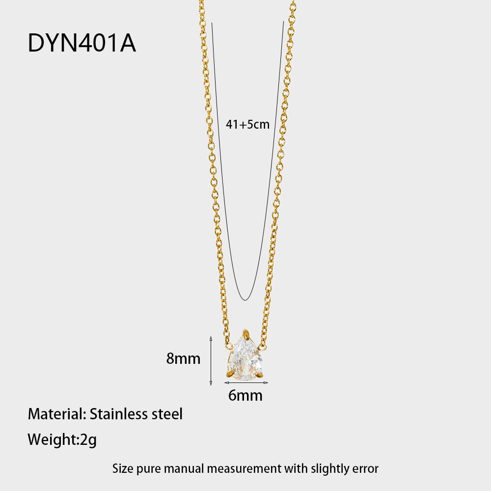 Ins Light Luxury Oval Water Drop Zircon Pendant Necklace Stainless Steel 18K Gold Design Exquisite Neck Jewelry Women