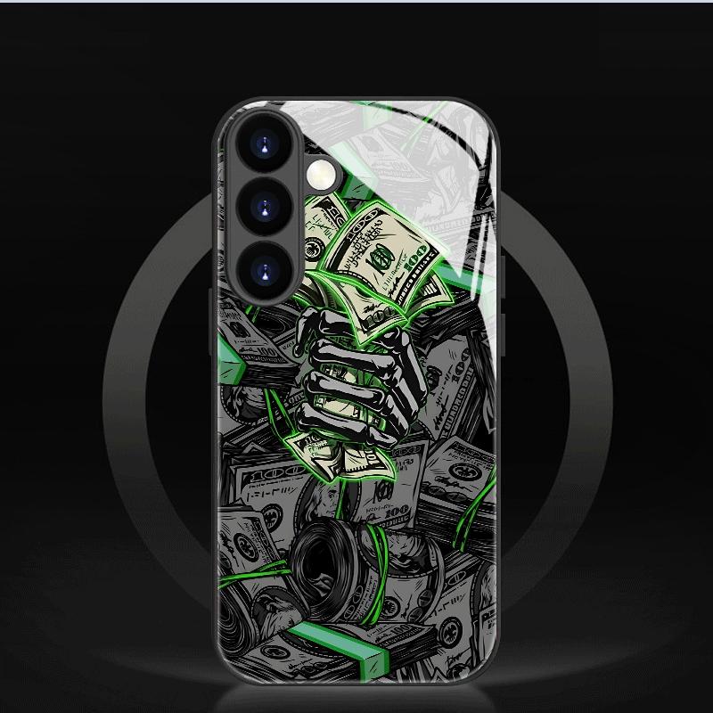 Creative Money Tempered Glass Phone Case Suitable for Samsung Galaxy S26 S25 S24 S23 S22 S20 FE/Ultra/Plus5G Anti Drop