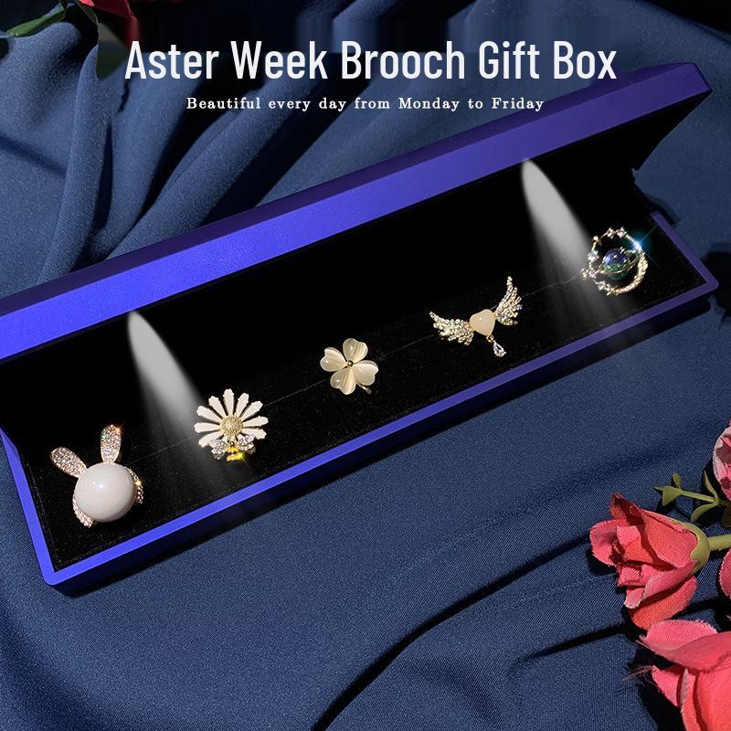 Bo Xin Yun Elegant Daisy Brooch Set: Five Premium Copper Zirconia Lapel Pins, Perfect for Birthdays