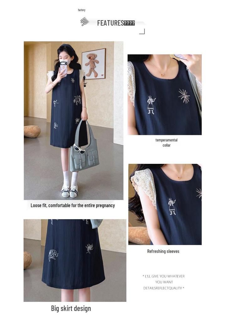 2026 Summer Maternity Dress: Breathable, Loose-Fit, Round Neck