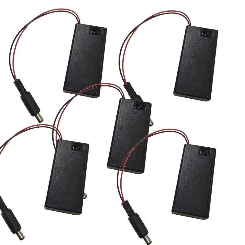 1/3/5Pcs 9V Battery Enclosure DIY Spare Parts With Top, Switch, Wire and DC Plug Included
