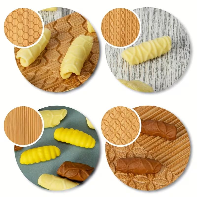 1 Set Bamboo Pasta Making Tools Gnocchi Board Dough Sheeter Kitchen Noodle Maker Shaper Bamboo Chopping Board For Home Use