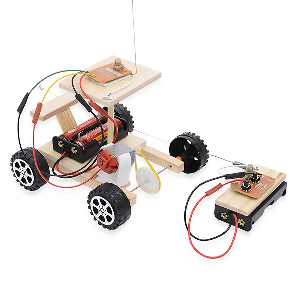 DIY Wooden RC Car Model Kit Remote Control Car Toy Set Kids Educational Toy