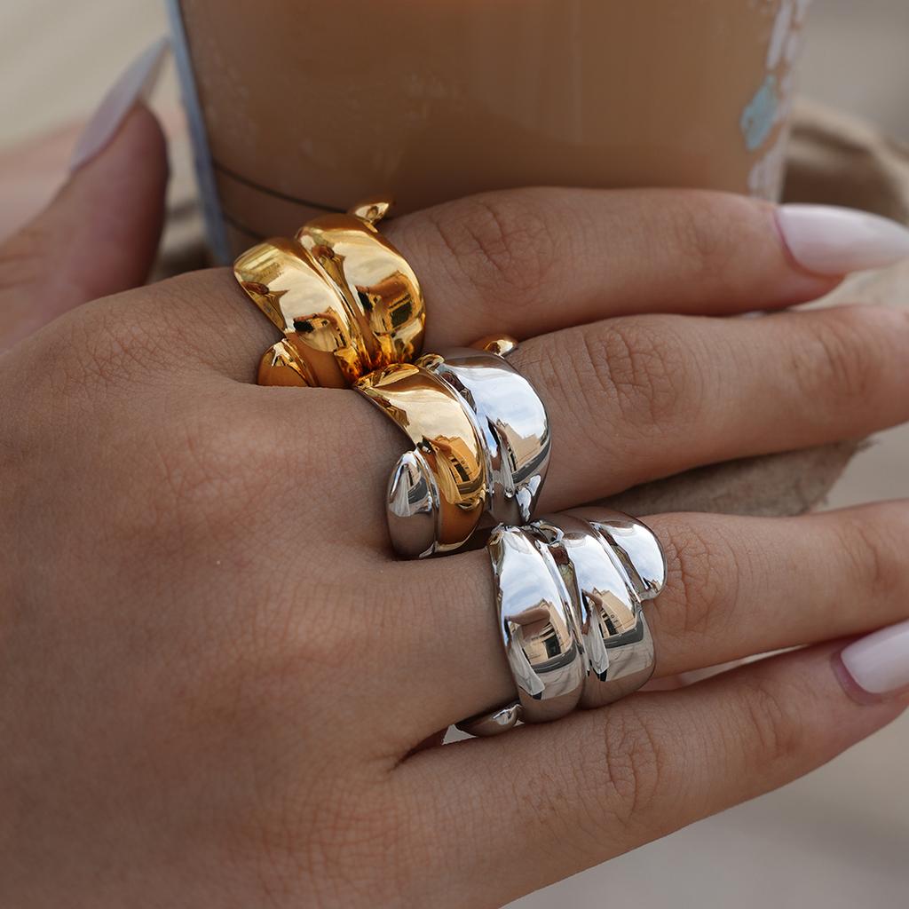 Vintage Irregular Rings Set Geometric Metal Gold Silver Color Open Ring for Girls Women Men Goth Punk Couple Jewelry