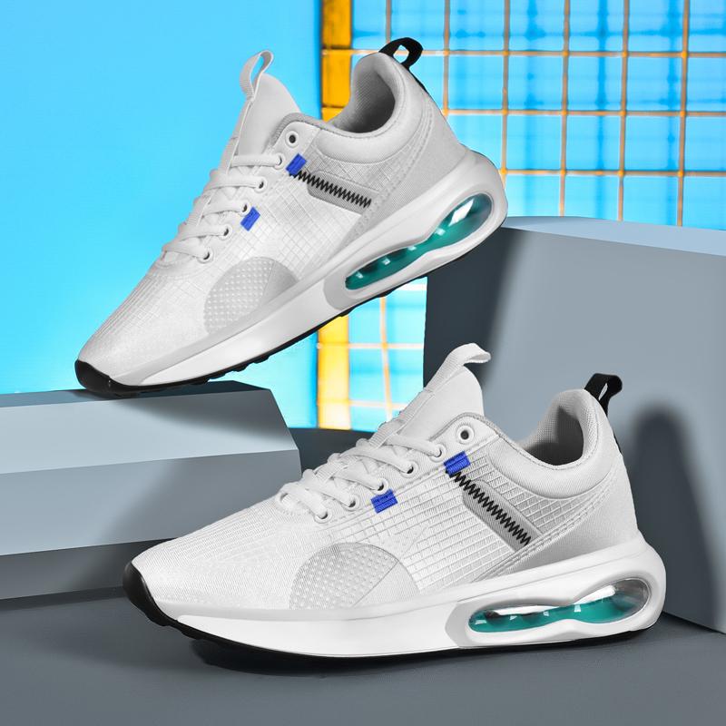 Новая дышащая модная спортивная обувь большого размера для отдыха, модная спортивная обувь на воздушной подушке, нескользящая мужская обувь для бега 39 белый
