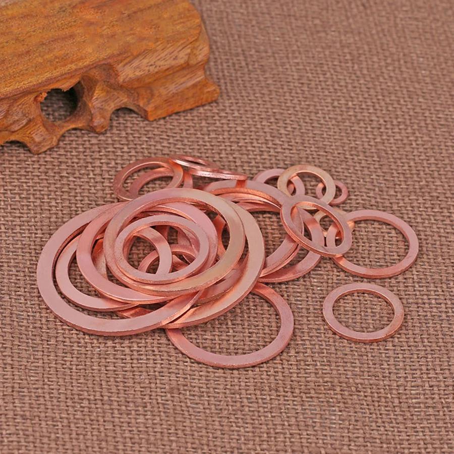 10PCS/Pack 2mm Thickness M4 5 6 7 8 10 12 14 15 16  17 18 20  21 22 24 25 26mm Copper Washer Solid Gasket Sump Plug Oil Seal