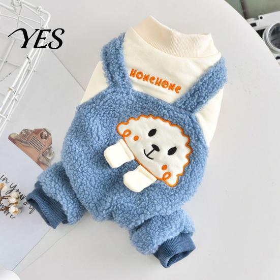 Pet Jumpsuit Cute Jumpsuit, Cozy 4-Legged Apparel, Plush Lined Autumn Dog Pajamas Soft Fabric Winter Outfit, Warm Onesie Clothes for Small Medium Dogs