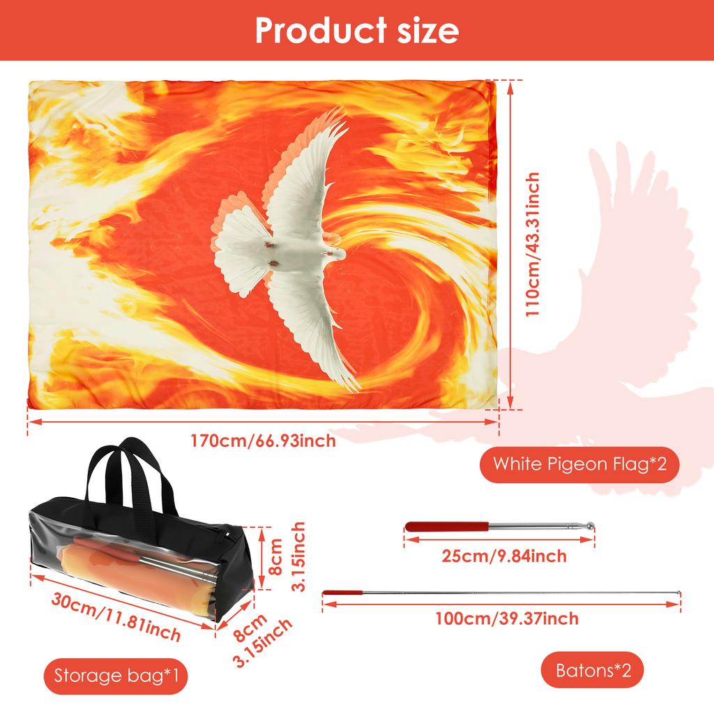 2 Pcs Praise Dance Worship Flag Soft Polyester Dance Flag Portable Worship Flag with Telescopic Rod for Adult Dancer Performance