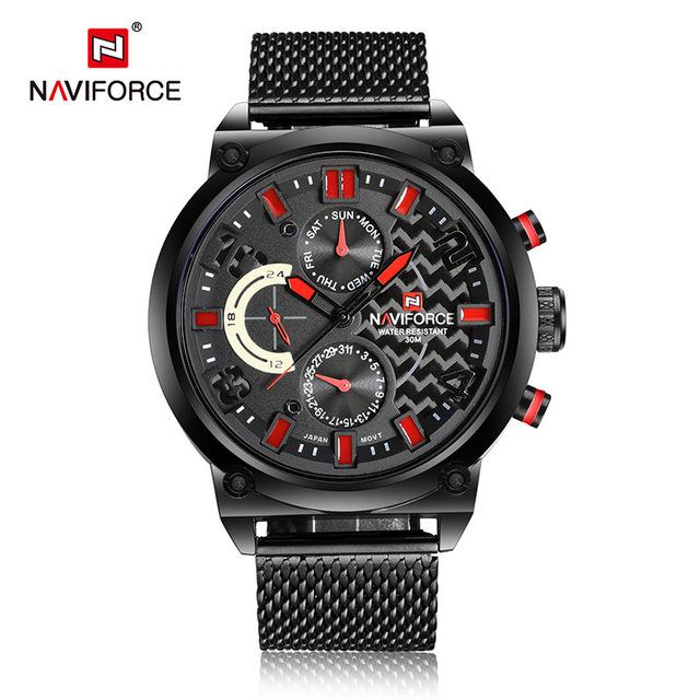 NAVIFORCE 9068 Lingxiang Waterproof Mesh Band Men s Quartz Sports Watch with Calendar