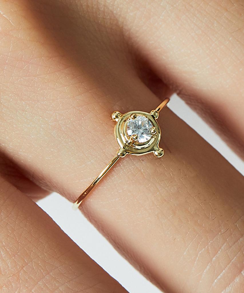 Helene Jewelry 14K Belial Cubic Miss Ring Gold Thread Ring (C Type)