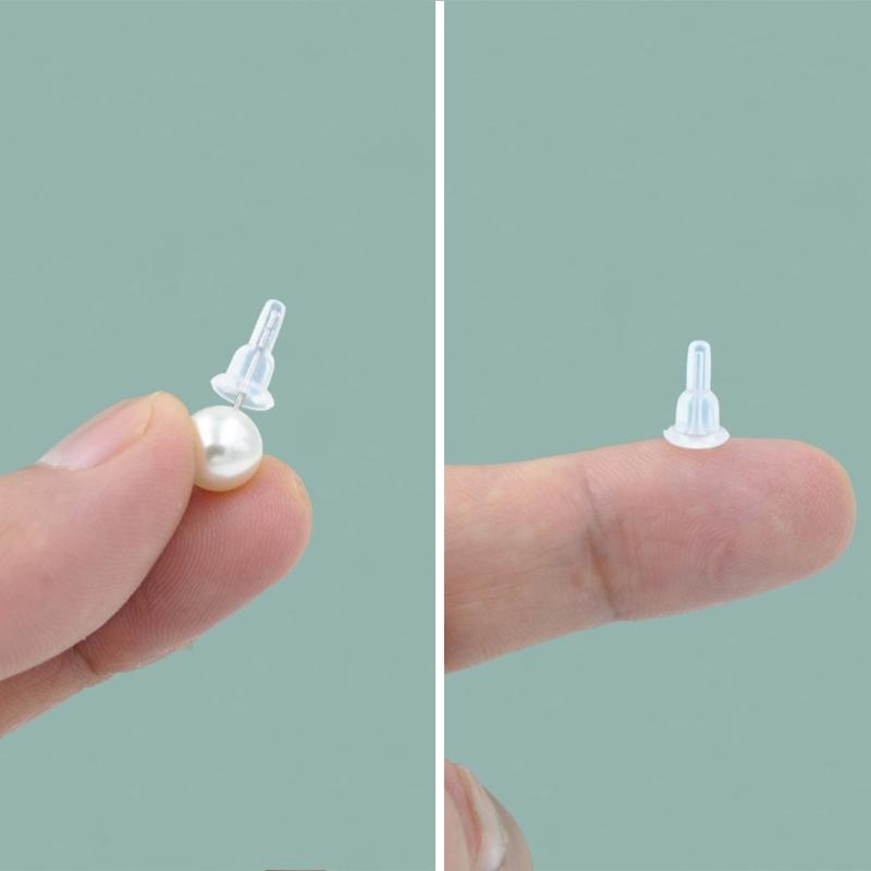 Non-slip 50x Soft Clear Earring Backings Silicone Rubber Safety Pads Backstops Replacement for Earring Studs Hoop DIY