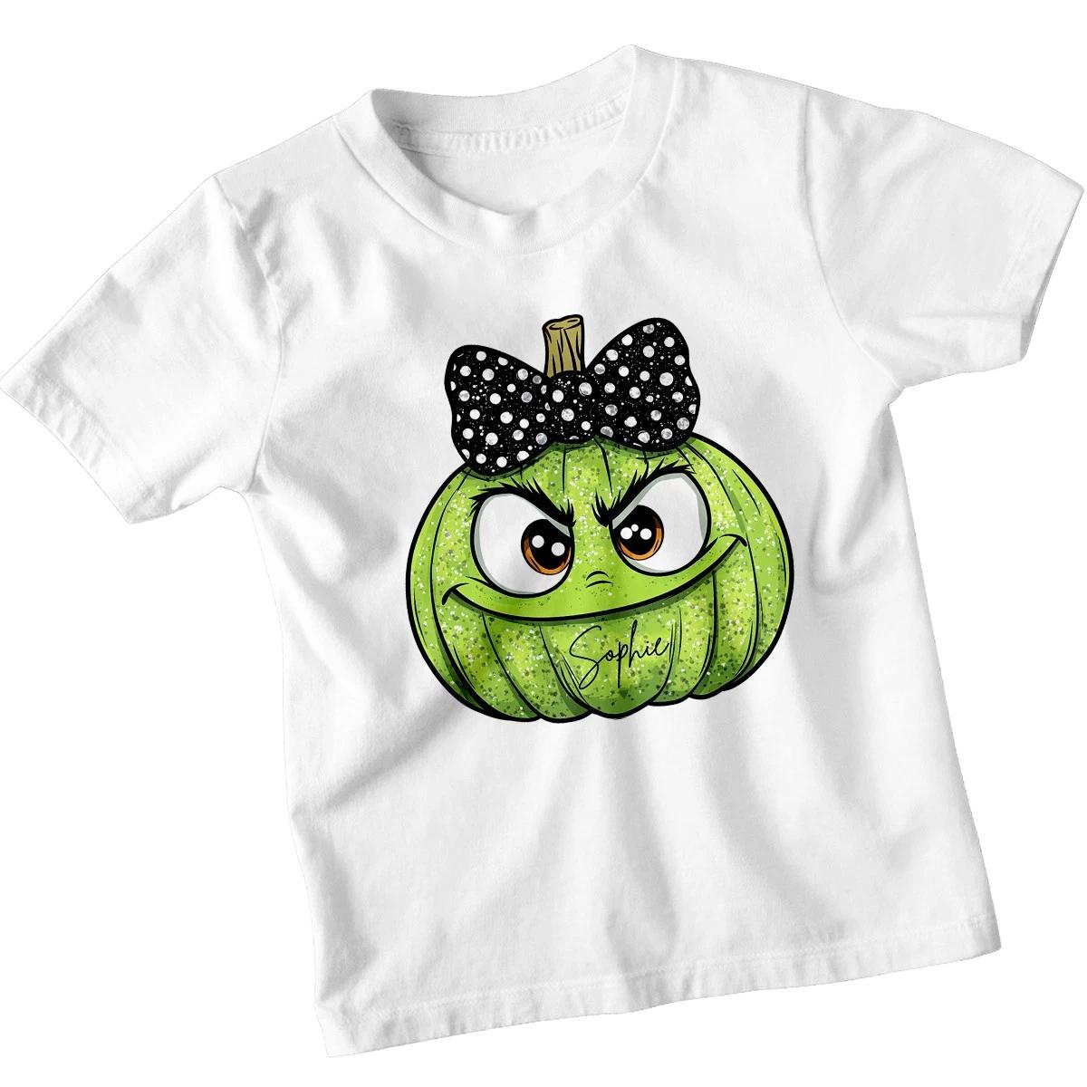 Personalised Sophie Halloween Pumpkin Girls T-Shirt Custom Kids Tee 110