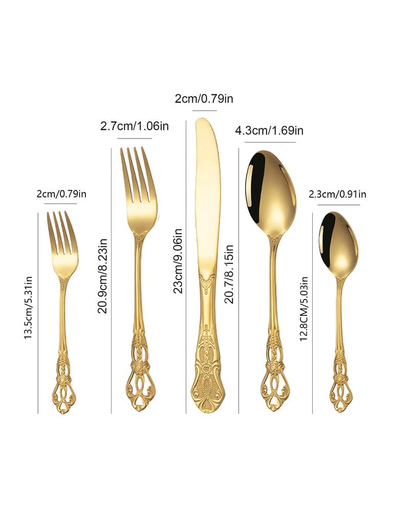 4/24-teiliges Elegantes und langlebiges Vintage-Besteckset mit Kronenmotiv - Edelstahlbesteck für Restaurants, Zuhause, Partys und Hochzeiten