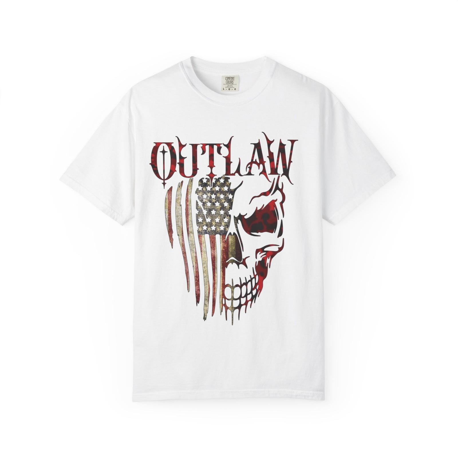 Outlaw Skull Graphic T-shirt | Garment-Dyed Unisex Tee S разноцветный