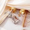 Gold-Plated Titanium Steel C-Shaped Geometric Stud Earrings for Women - New Light Luxury Style.