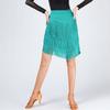 Falda de Danza Latina Salón de Baile Rumba Borlas Ropa de Baile Traje de Performance para Mujer Adulta
