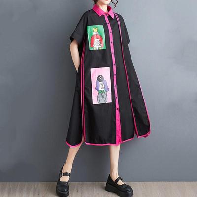 Short Sleeve Plus Size Cotton Vintage New In Dresses for Women Casual Loose Long Summer Shirt Dress