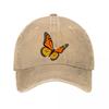 Retro Monarch Butterfly Graphic Embl  New Vintage Washed Cotton Baseball Cap Sun Hats