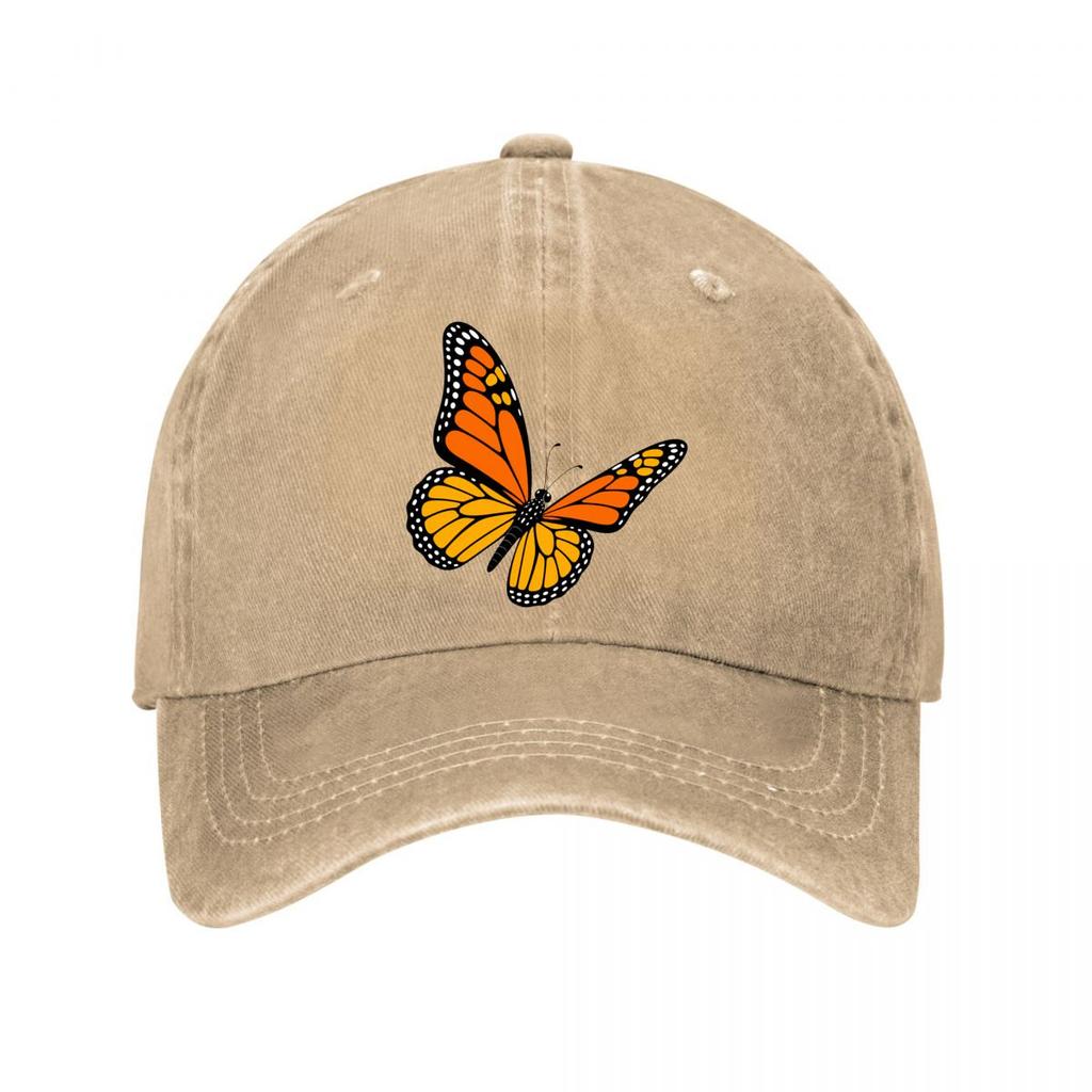 Retro Monarch Butterfly Graphic Embl New Vintage Washed Cotton Baseball Cap Sun Hats